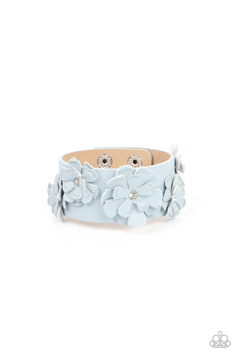 Paparazzi What Do You Pro-POSIES Blue Single Wrap Snap Bracelet - P9UR-BLXX-220XX