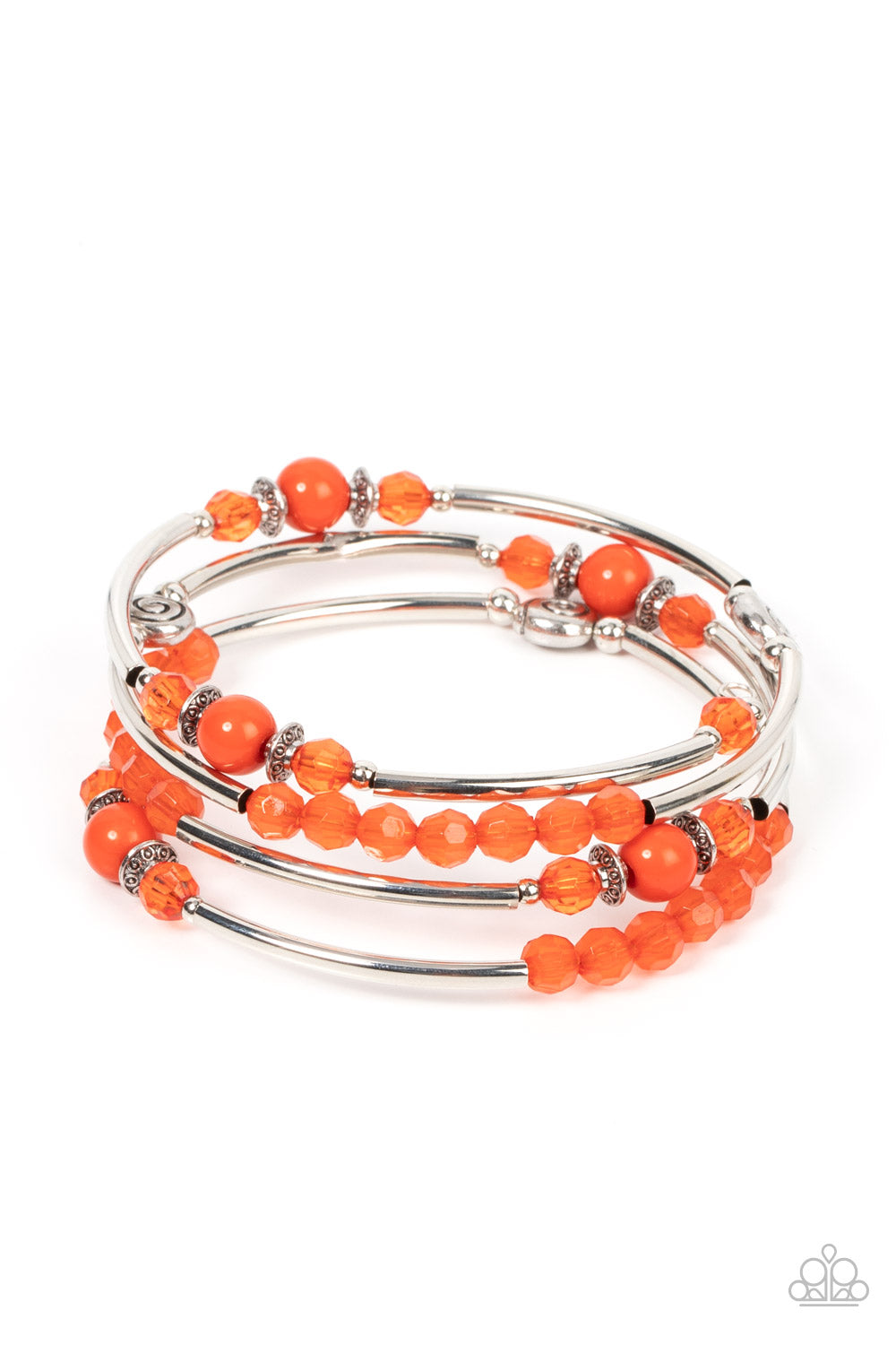 Paparazzi Whimsically Whirly Orange Coil Wrap Bracelet - P9SE-OGXX-187XX