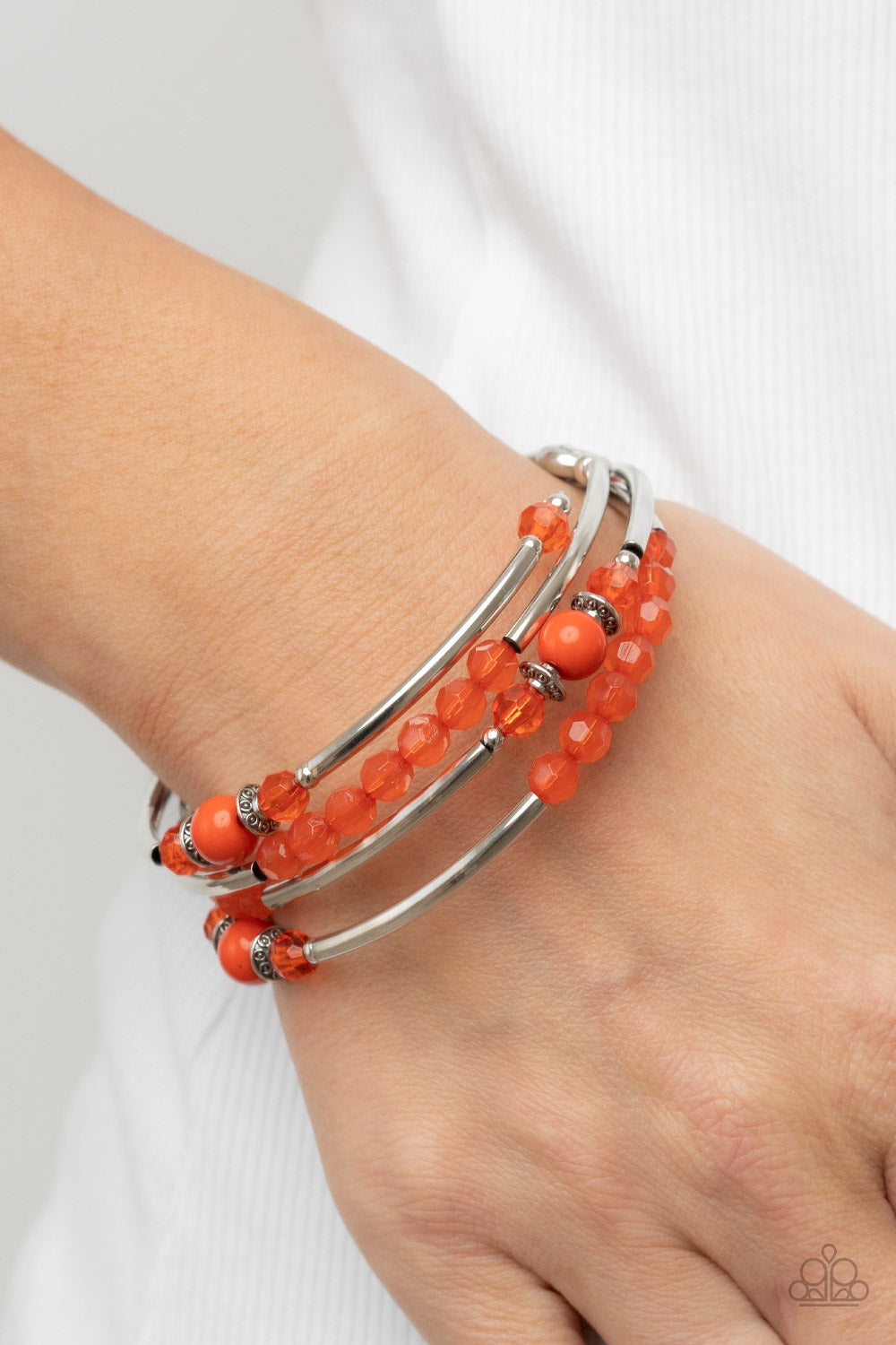 Paparazzi Whimsically Whirly Orange Coil Wrap Bracelet - P9SE-OGXX-187XX