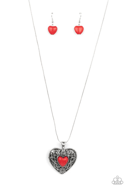 Paparazzi Wholeheartedly Whimsical Red Short Necklace - P2SE-RDXX-323XX