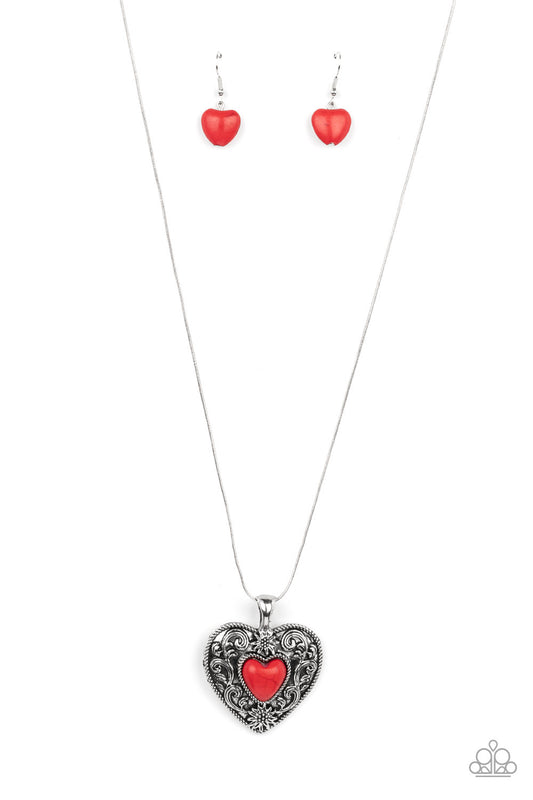 Paparazzi Wholeheartedly Whimsical Red Short Necklace - P2SE-RDXX-323XX
