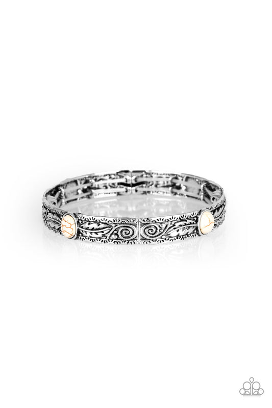 Paparazzi Wild West Story White Stretch Bracelet - P9SE-WTXX-139XX