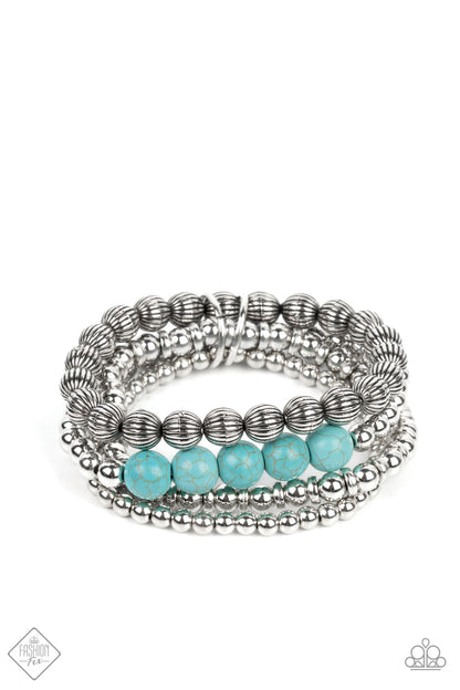 Paparazzi Wildland Wanderer Blue Stretch Bracelet - Fashion Fix Simply Santa Fe September 2022 - P9SE-BLXX-427JM