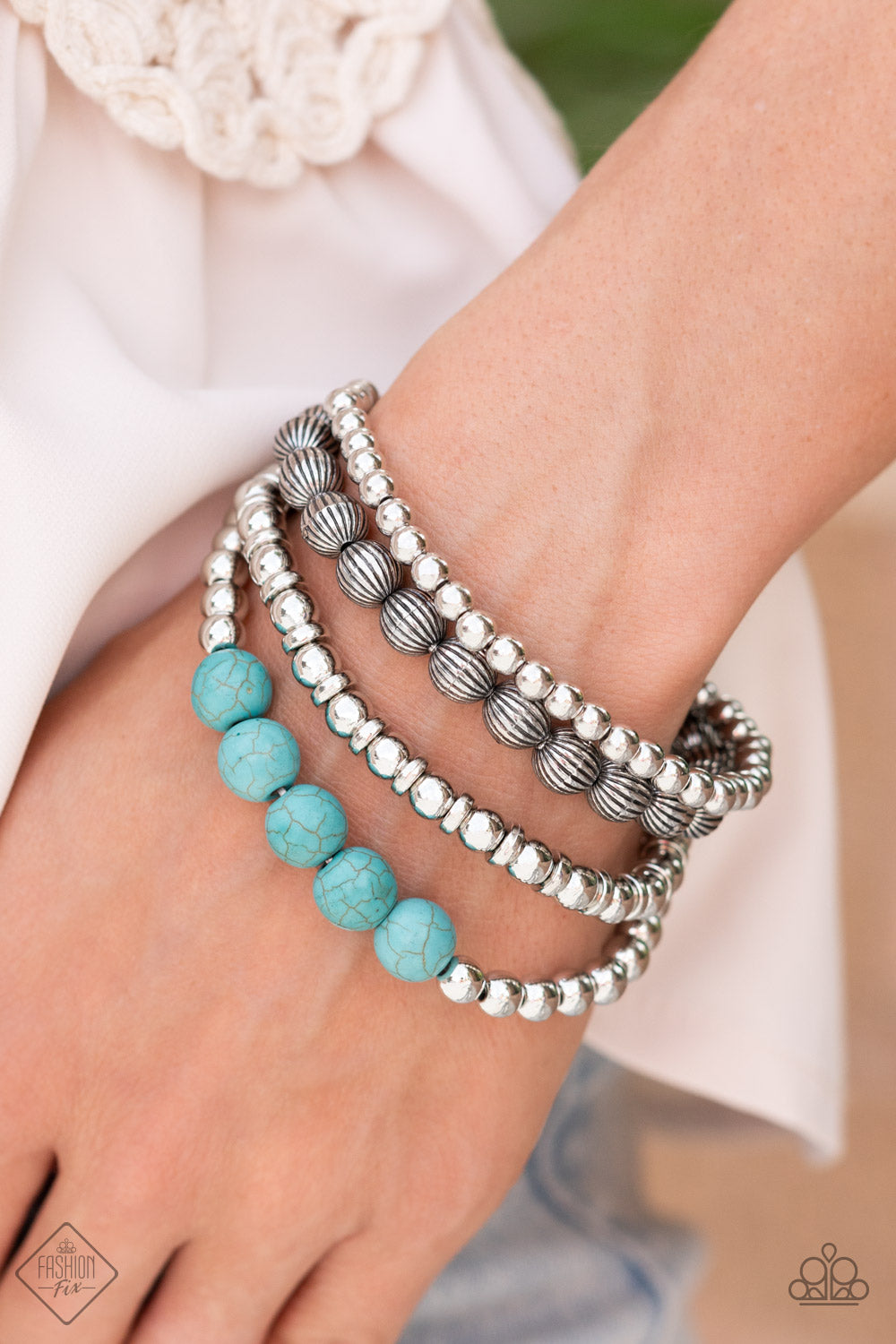 Paparazzi Wildland Wanderer Blue Stretch Bracelet - Fashion Fix Simply Santa Fe September 2022 - P9SE-BLXX-427JM