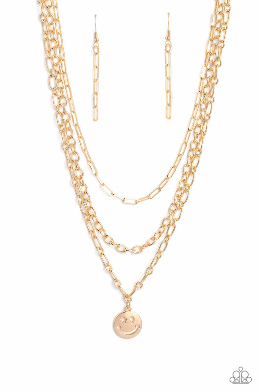 Paparazzi Winking Wanderer Gold Short Necklace - P2SE-GDXX-123XX