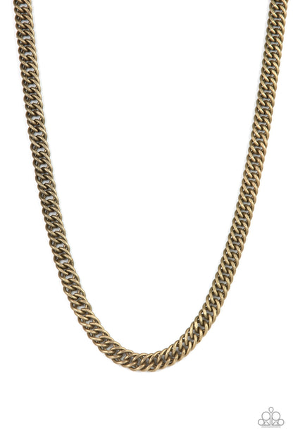 Paparazzi Winner's Circle Brass Men's Short Necklace - P2MN-URBR-011XX