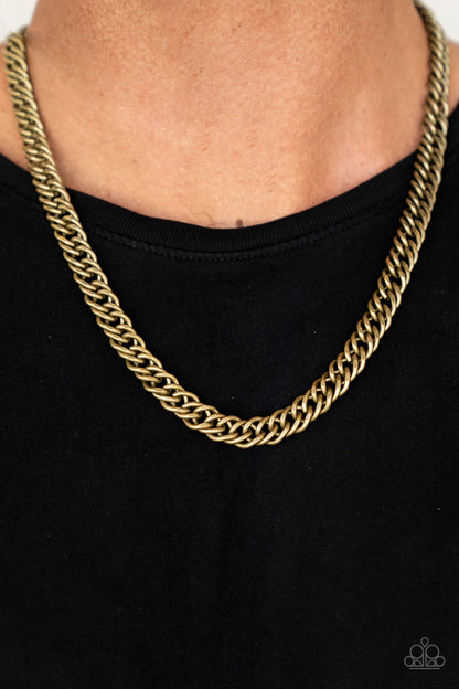 Paparazzi Winner's Circle Brass Men's Short Necklace - P2MN-URBR-011XX