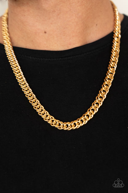 Paparazzi Winner's Circle Gold Men's Short Necklace