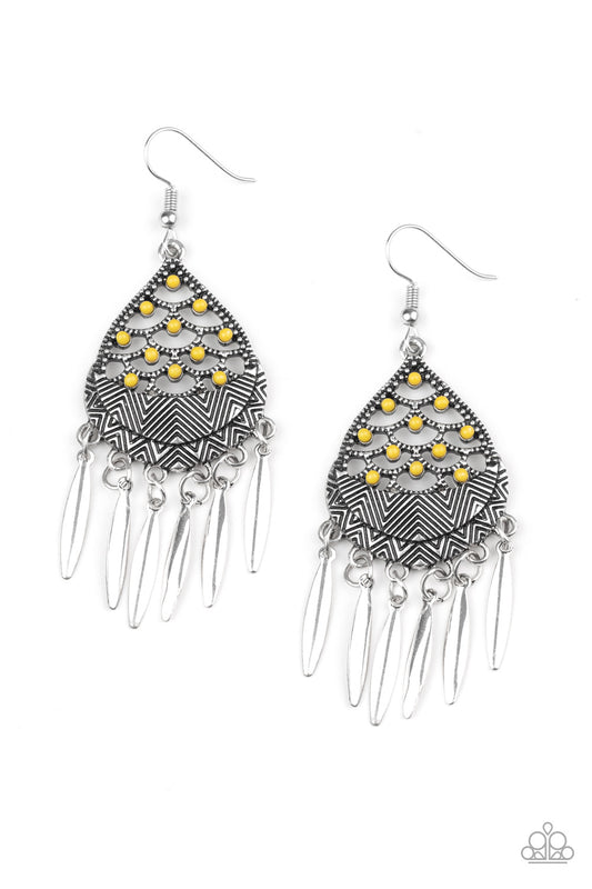 Paparazzi Wolf Den Yellow Fishhook Earrings