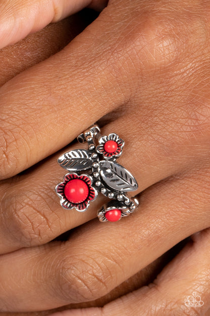 Paparazzi Wonderland Wildflower Red Ring - P4SE-RDXX-174XX