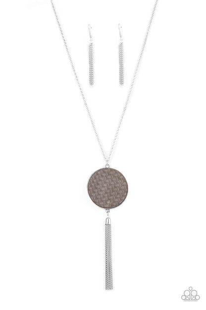 Paparazzi Wondrously Woven Silver Long Necklace - P2SE-SVXX-156XX