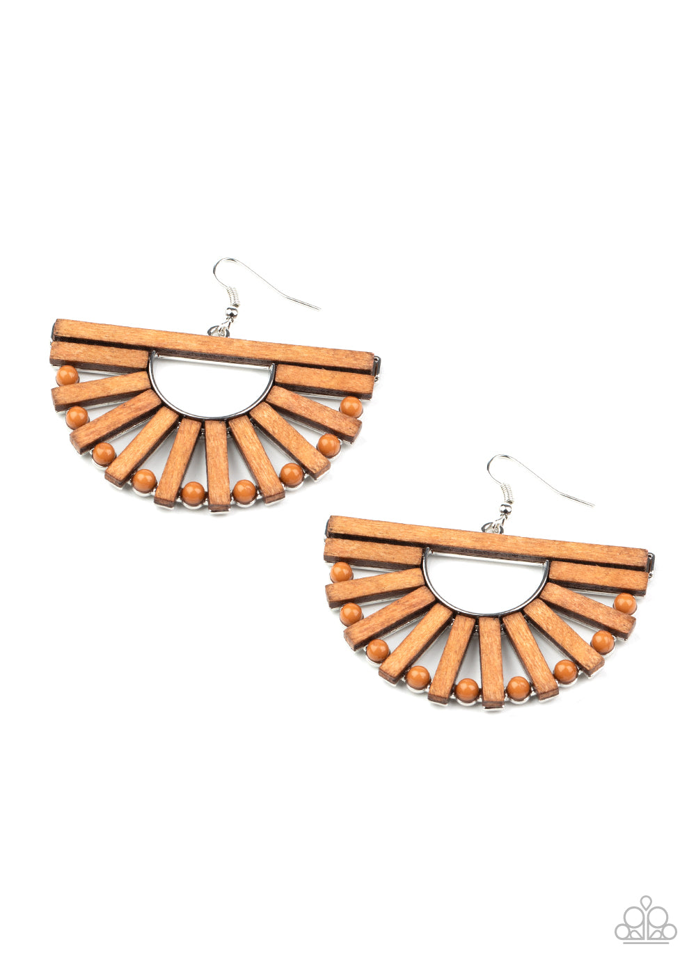Paparazzi Wooden Wonderland Brown Fishhook Earrings - P5ST-BNXX-021XX