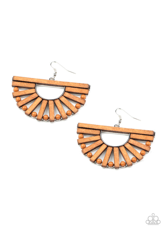 Paparazzi Wooden Wonderland Brown Fishhook Earrings - P5ST-BNXX-021XX