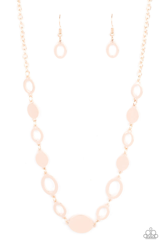 Paparazzi Working OVAL-time Rose Gold Short Necklace - P2BA-GDRS-043YX