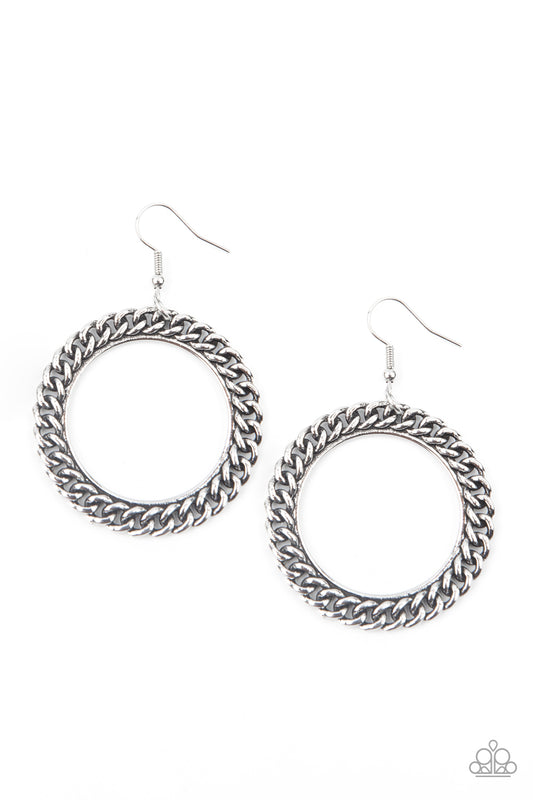 Paparazzi Above The RIMS Silver Fishhook Earrings