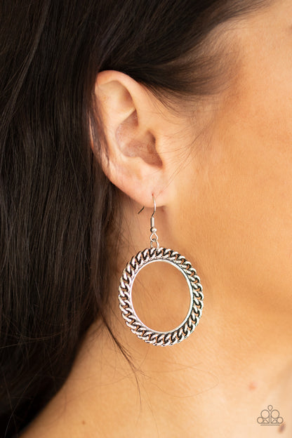 Paparazzi Above The RIMS Silver Fishhook Earrings