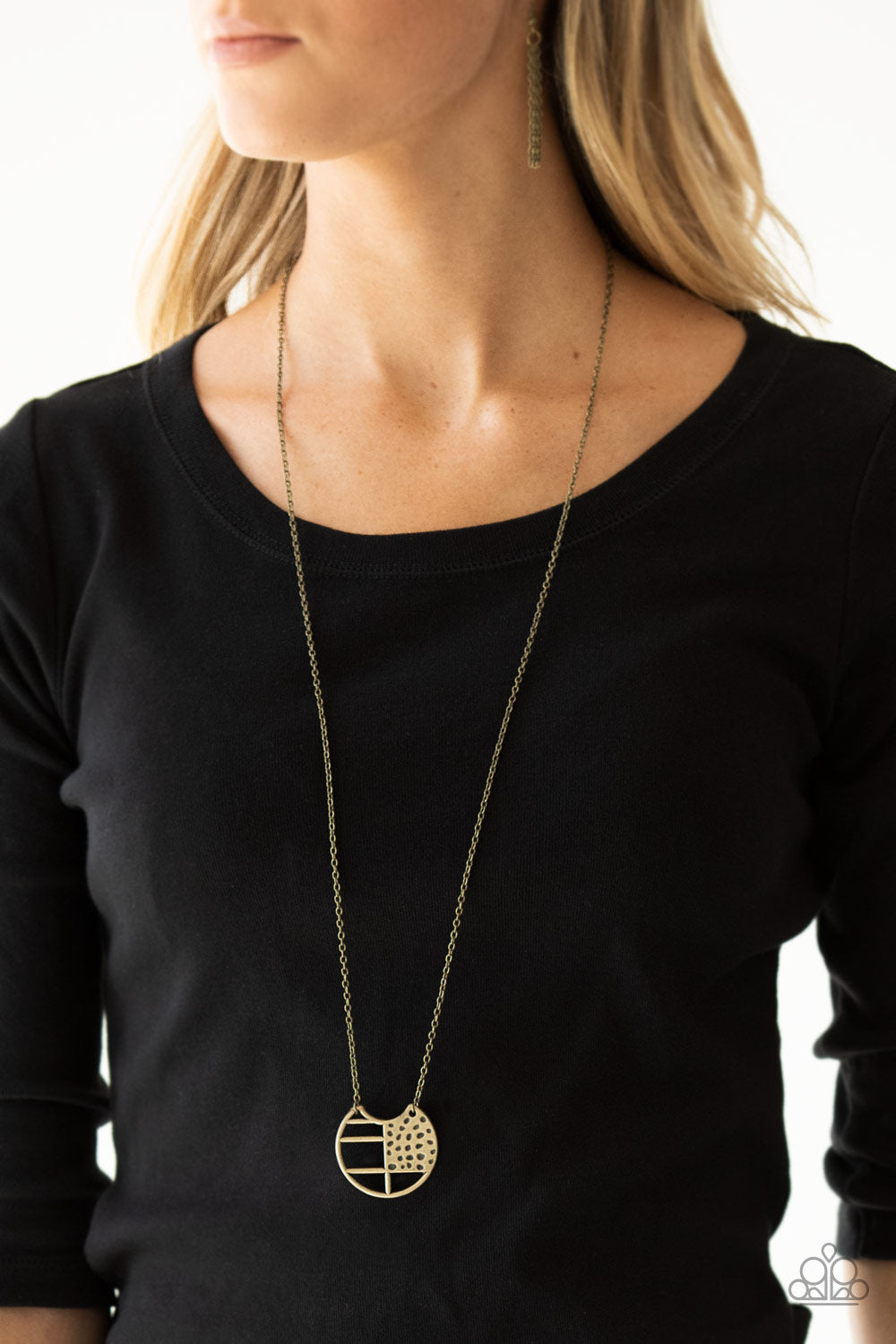 Paparazzi Abstract Aztec Brass Long Necklace