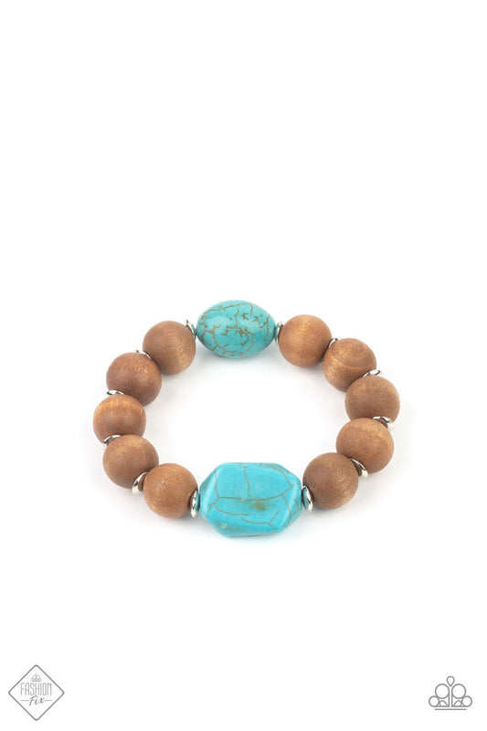 Paparazzi Abundantly Artisan Blue Stretch Bracelet - Fashion Fix Simply Santa Fe - June 2021