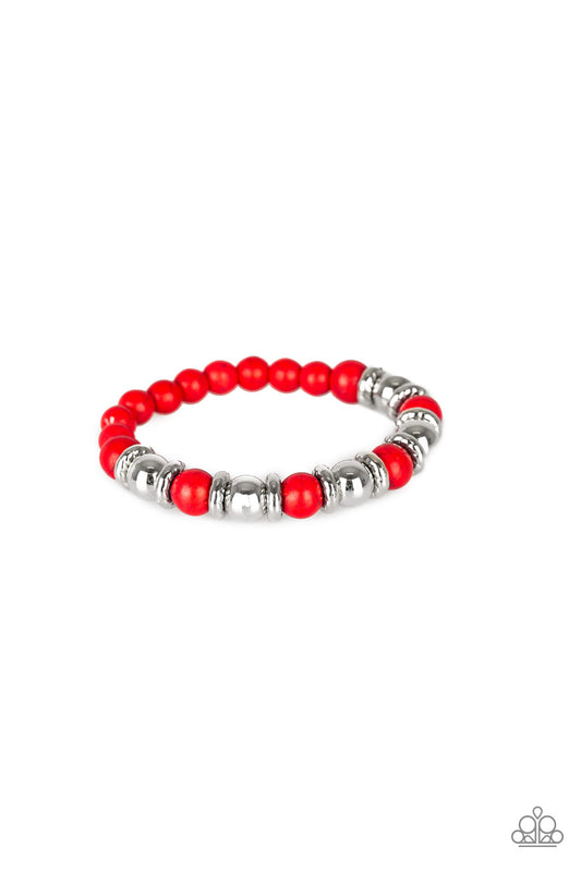 Paparazzi Across The Mesa Red Stretch Bracelet