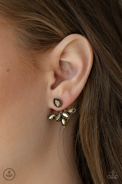 Paparazzi A Force To BEAM Reckoned With Brass Jacket Post Earrings - P5PO-BRXX-040XX