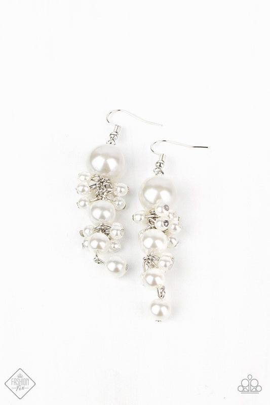 Paparazzi Ageless Applique White Fishhook Earrings - Fashion Fix Fiercely 5th Avenue March 2021