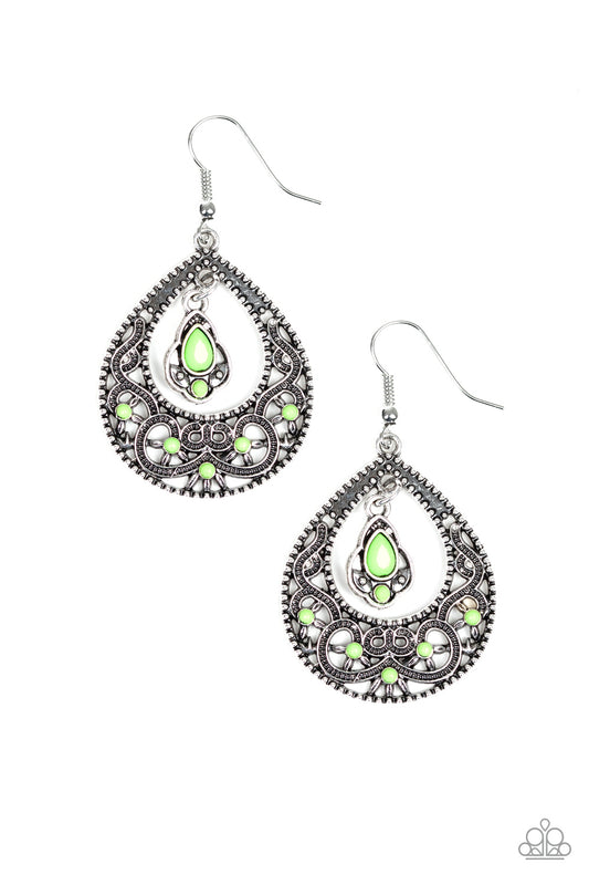 Paparazzi All-Girl Glow Green Fishhook Earrings
