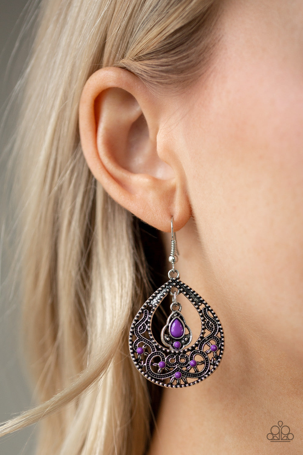 Paparazzi All-Girl Glow Purple Fishhook Earrings