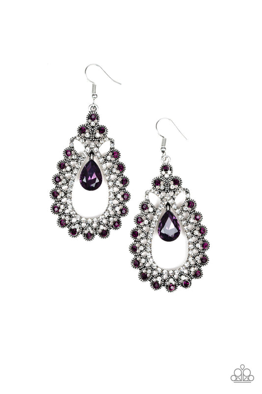 Paparazzi All About Business Purple Fishhook Earrings