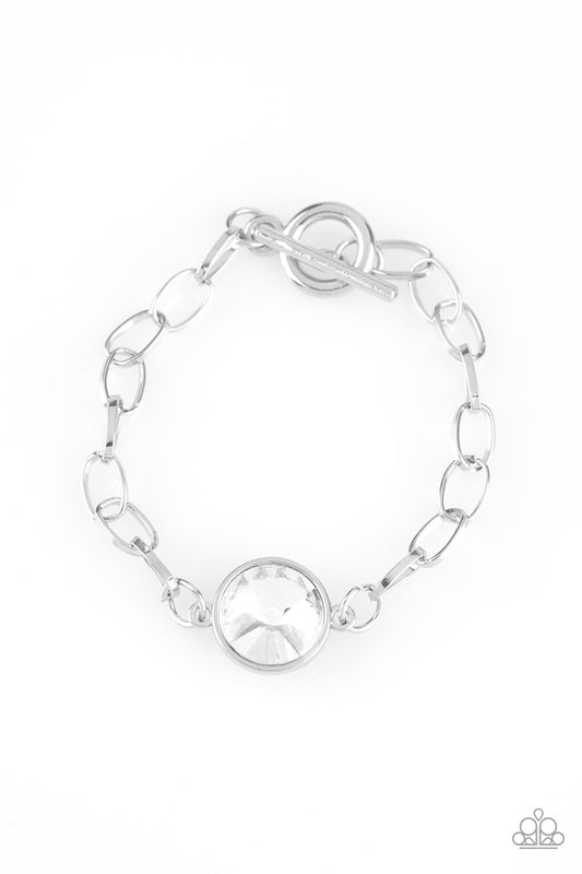Paparazzi All Aglitter White Toggle Bracelet