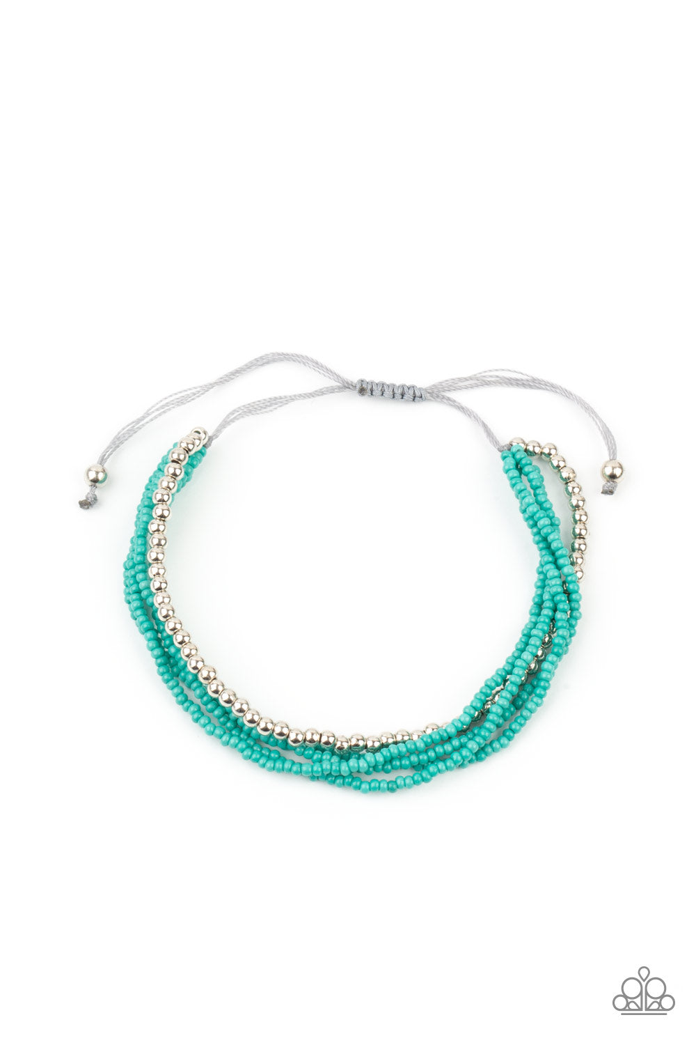 Paparazzi All Beaded Up Blue Sliding Knot Bracelet - P9DA-BLXX-090XX