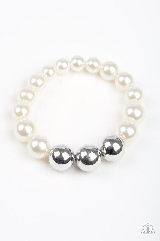 Paparazzi All Dressed UPTOWN White Stretch Bracelet