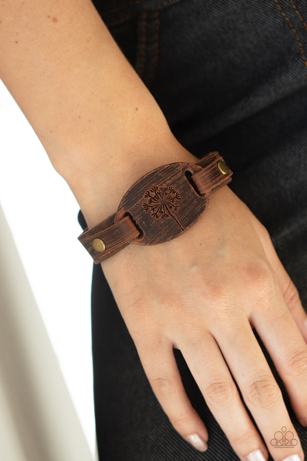 Paparazzi All Fine and DANDELION Brown Single Wrap Snap Bracelet