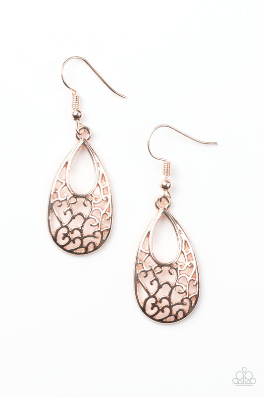 Paparazzi Always Be VINE Rose Gold Fishhook Earrings