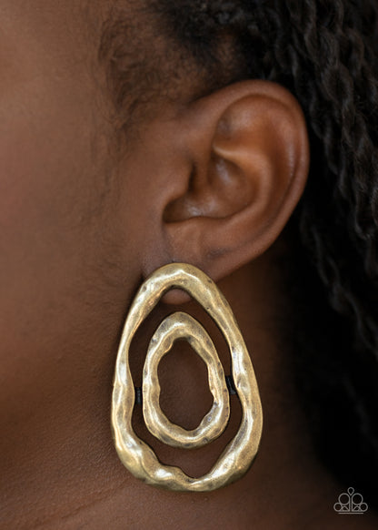 Paparazzi Ancient Ruins Brass Post Earrings