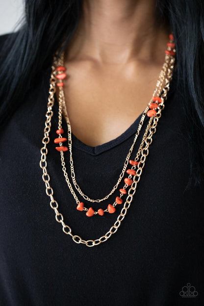 Paparazzi Artisanal Abundance Orange Long Necklace - P2SE-OGXX-266XX