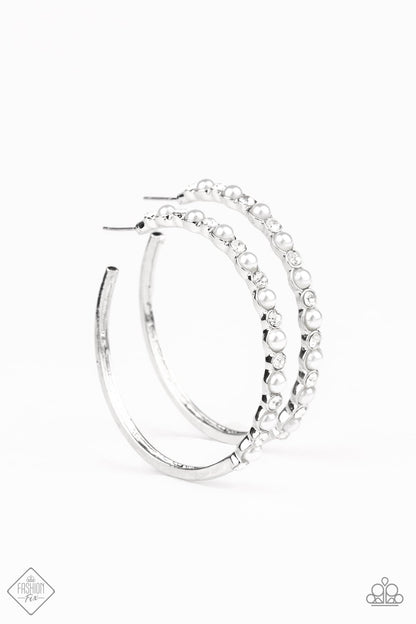 Paparazzi A Sweeping Success White Post Hoop Earrings - Fashion Fix Fiercely 5th Avenue January 2020