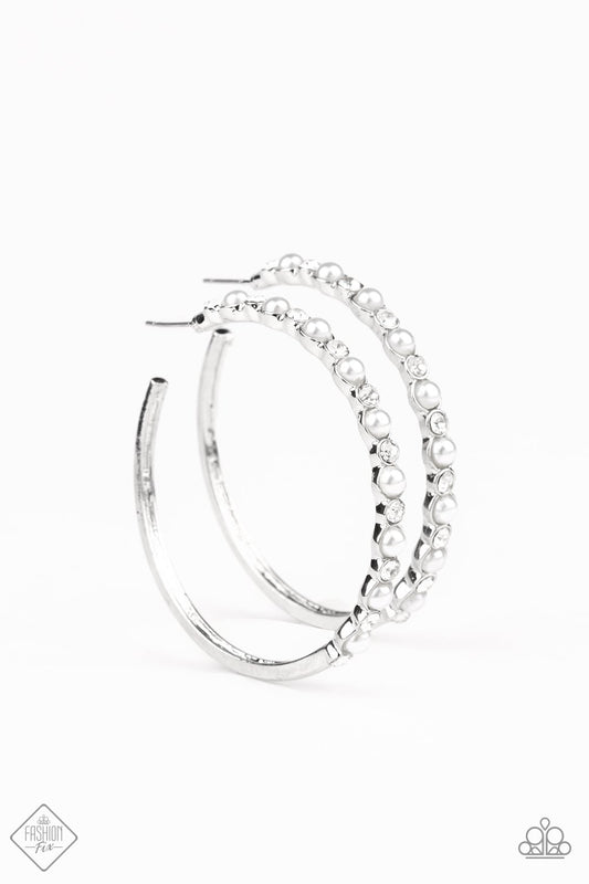 Paparazzi A Sweeping Success White Post Hoop Earrings - Fashion Fix Fiercely 5th Avenue January 2020