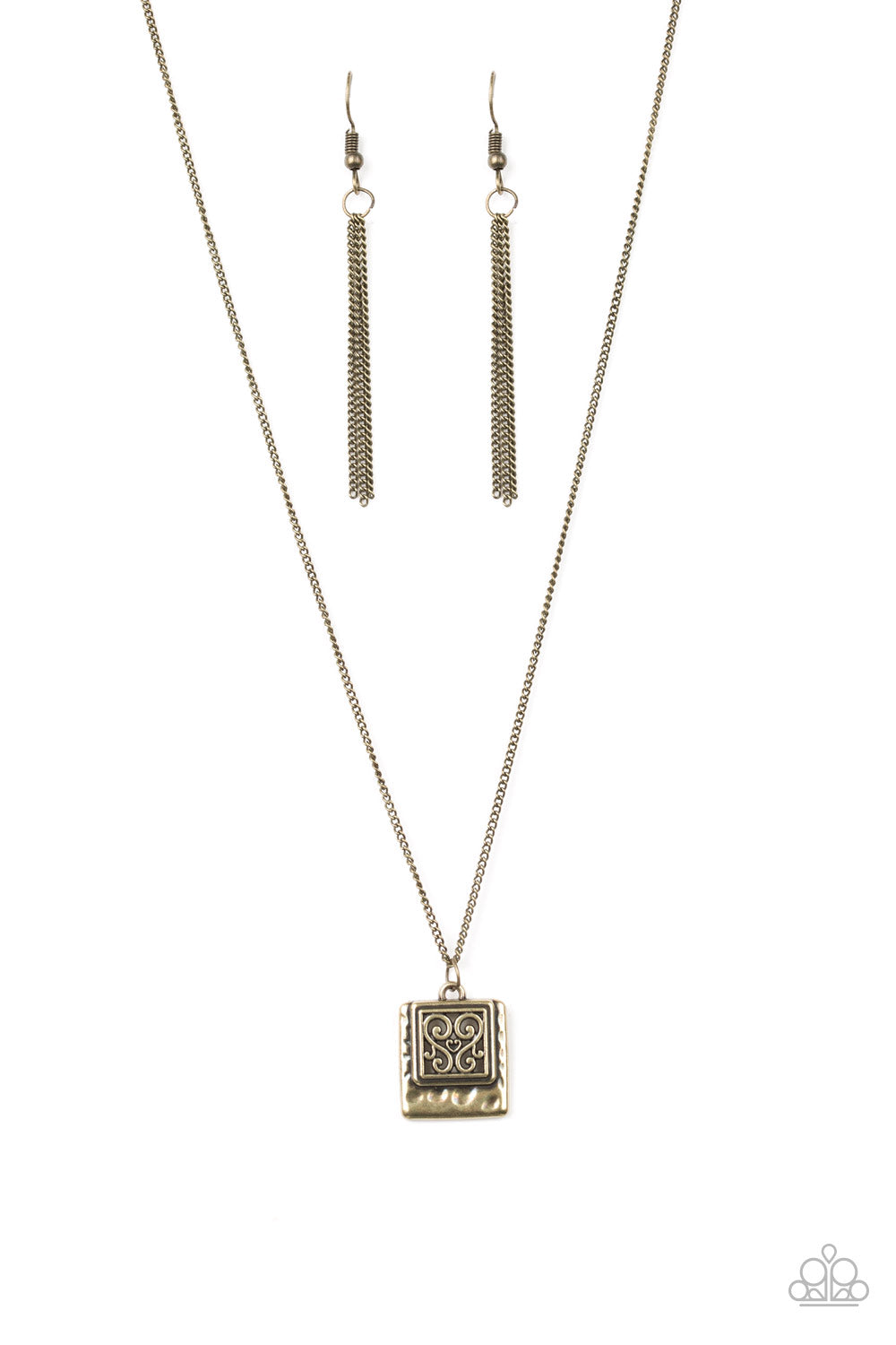 Paparazzi Back To Square One Brass Short Necklace - P2DA-BRXX-120XX