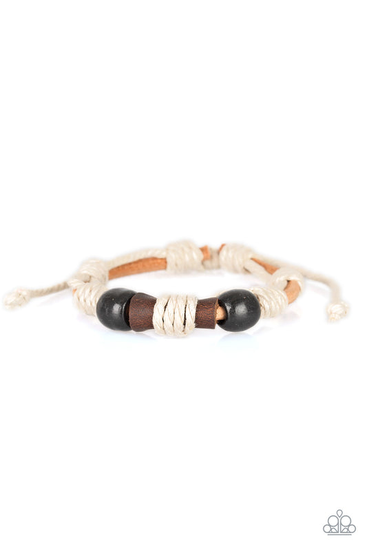 Paparazzi Back In The Backwoods Black Sliding Knot Bracelet - P9UR-BKXX-361XX