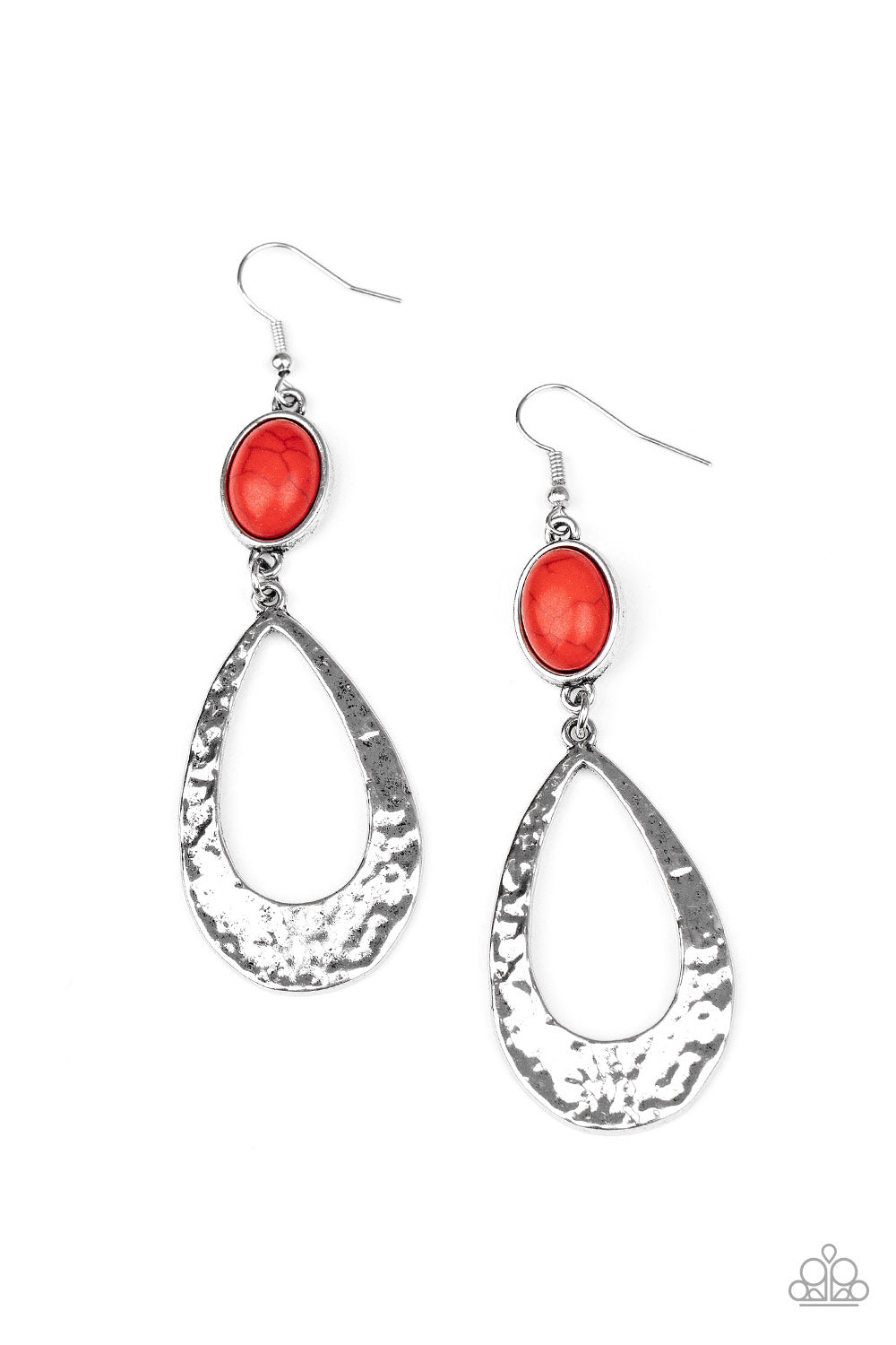 Paparazzi Badlands Baby Red Fishhook Earrings - P5SE-RDXX-115XX