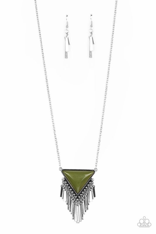 Paparazzi Badlands Bonanza Green Long Necklace - P2TR-GRXX-056XX