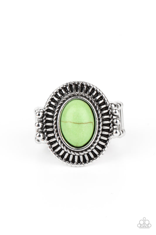 Paparazzi BADLANDS To The Bone Green Ring - P4SE-GRXX-109XX