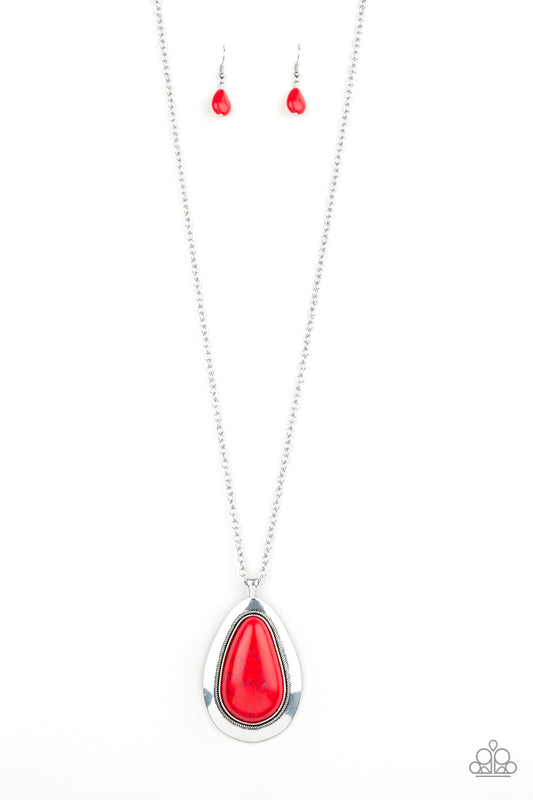 Paparazzi BADLAND To The Bone Red Long Necklace - P2SE-RDXX-221XX