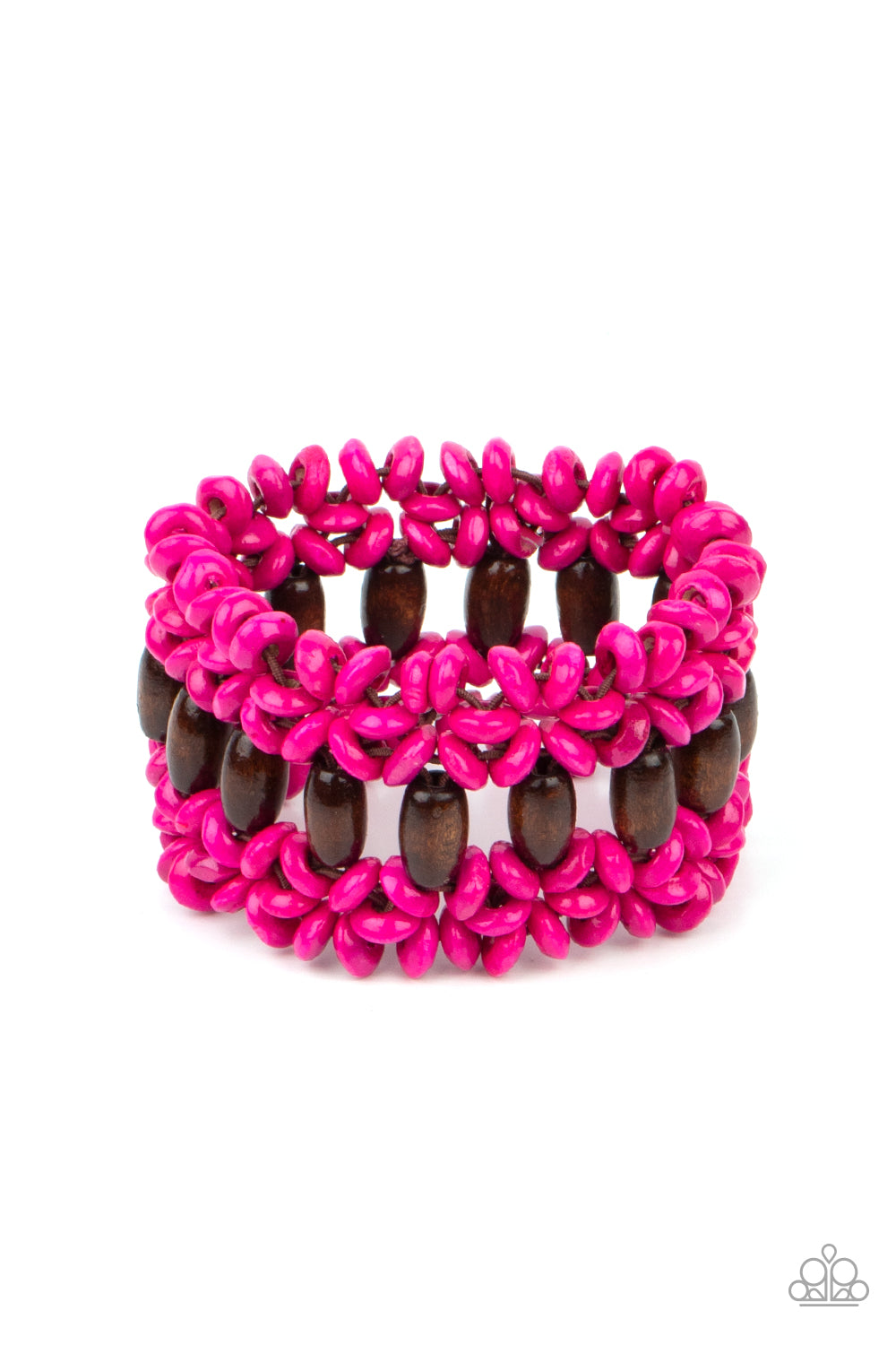 Paparazzi Bali Beach Retreat Pink Wood Stretch Bracelet