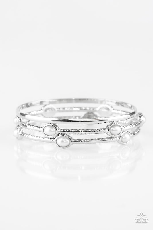 Paparazzi Bangle Belle White Bangle Bracelet