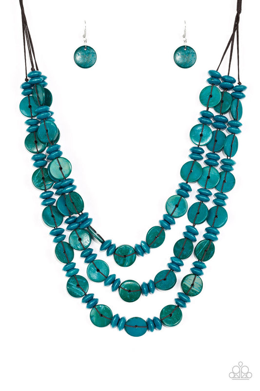 Paparazzi Barbados Bopper Blue Short Necklace - P2SE-BLXX-297XX