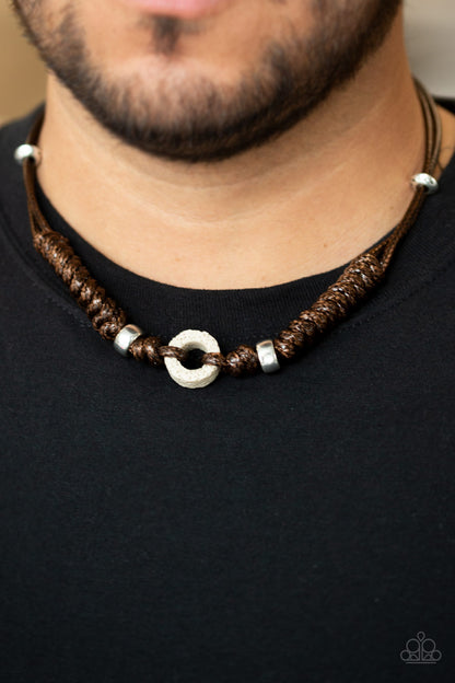 Paparazzi Beach Cruise Brown Men's Short Necklace