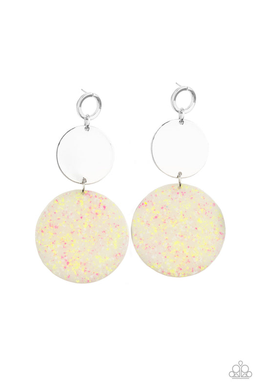 Paparazzi Beach Day Glow Yellow Acrylic Post Earrings - P5PO-YWXX-022XX