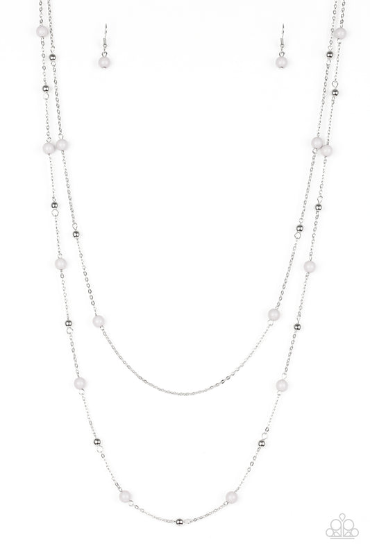 Paparazzi Beach Party Pageant Silver Long Necklace