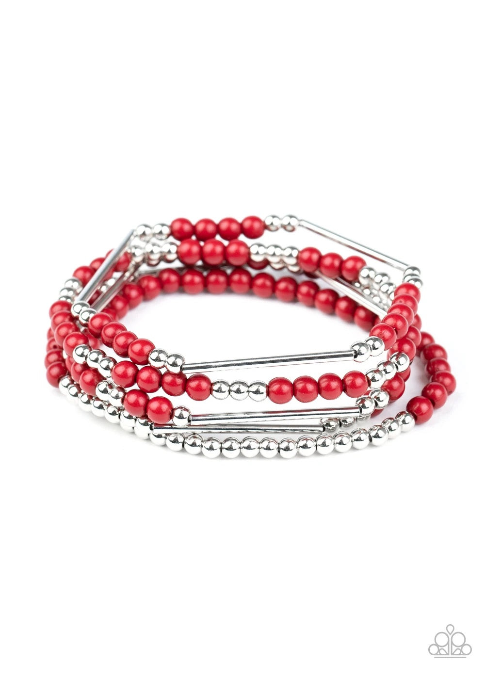 Paparazzi BEAD Between The Lines Red Stretch Bracelet